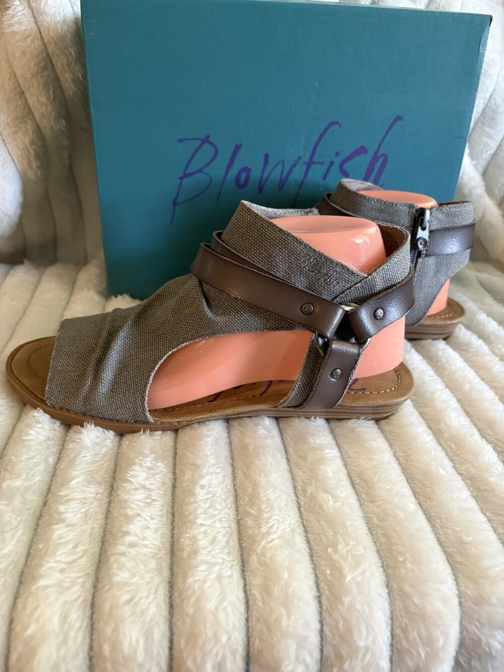 Blowfish Malibu Badey Women's 9.5 Gray Rancher Canvas Side Zip Sandals - Picture 3 of 8